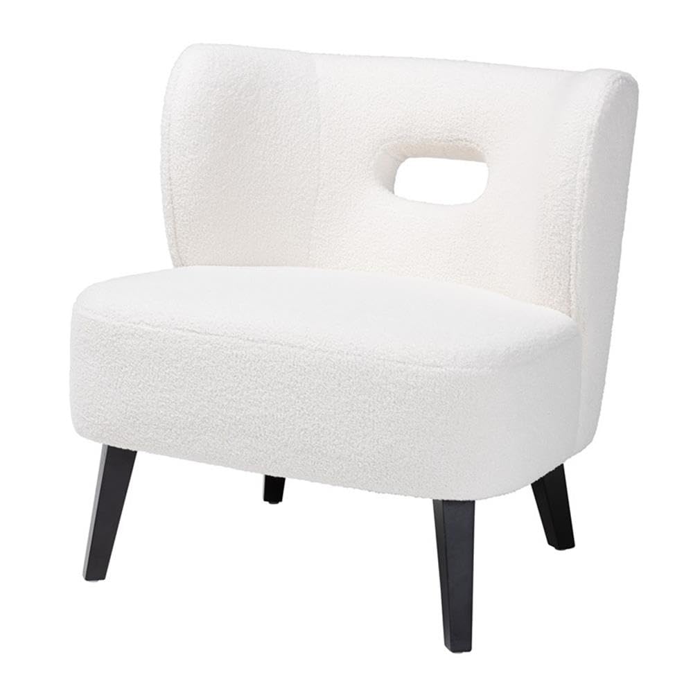 Baxton Studio Naara Ivory Boucle Upholstered and Black Wood Accent Chair